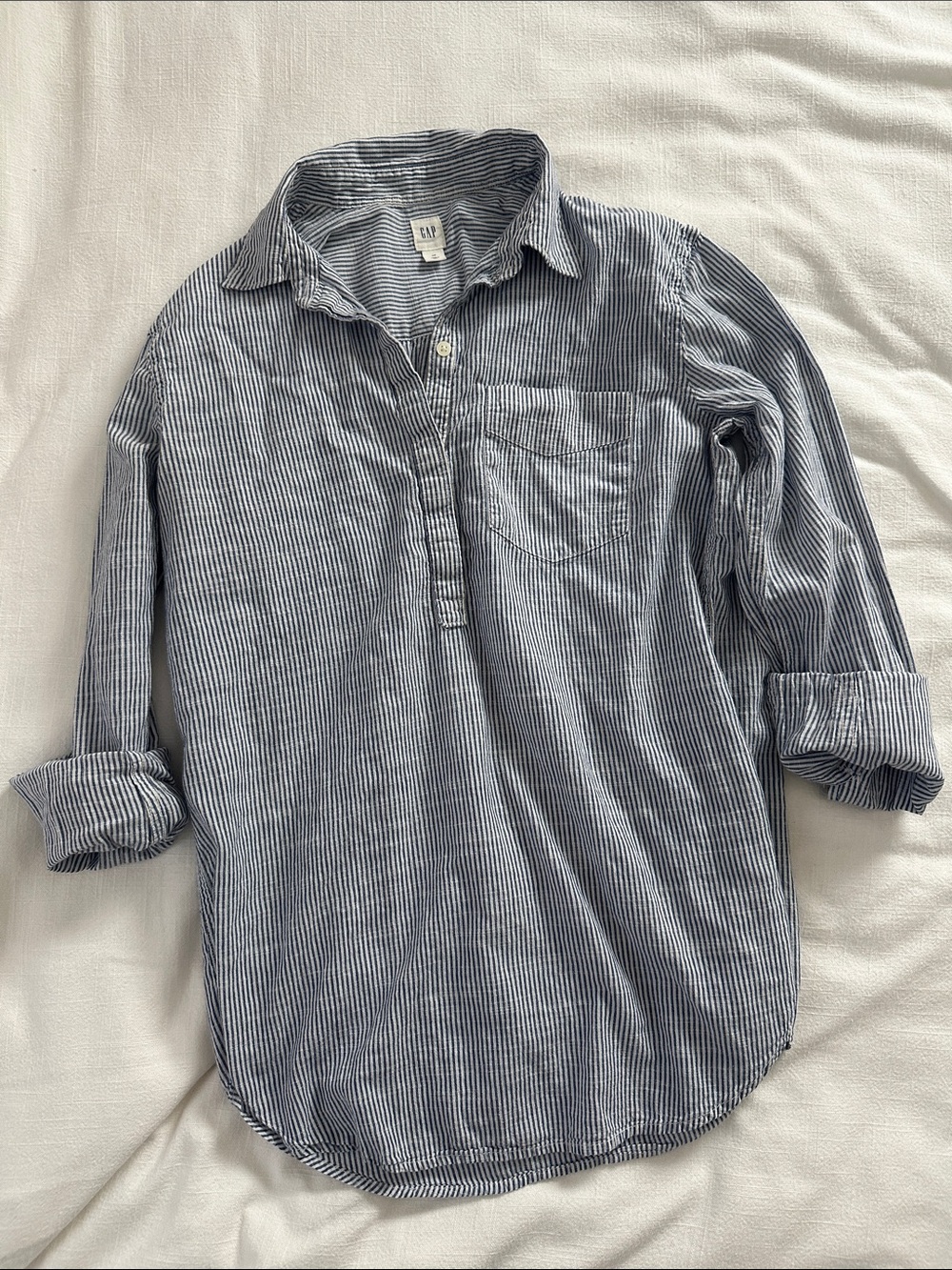 GAP Blue and White Striped Button-Down Tunic XS